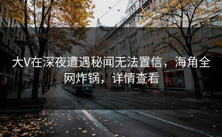 大V在深夜遭遇秘闻无法置信，海角全网炸锅，详情查看