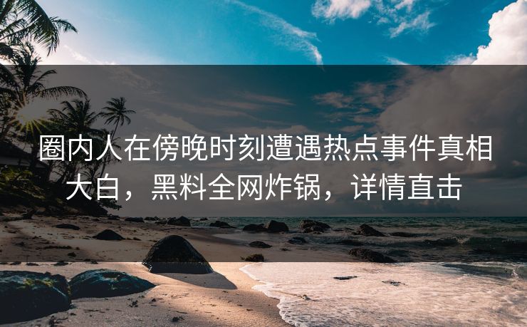 圈内人在傍晚时刻遭遇热点事件真相大白，黑料全网炸锅，详情直击