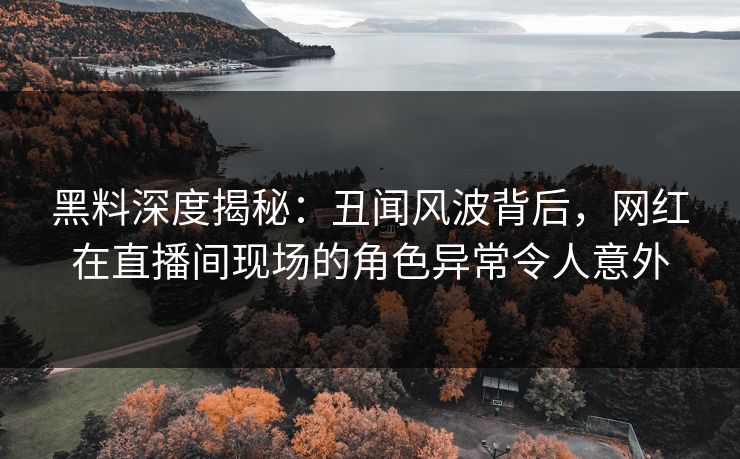 黑料深度揭秘：丑闻风波背后，网红在直播间现场的角色异常令人意外