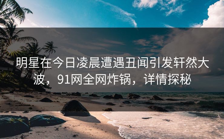 明星在今日凌晨遭遇丑闻引发轩然大波，91网全网炸锅，详情探秘