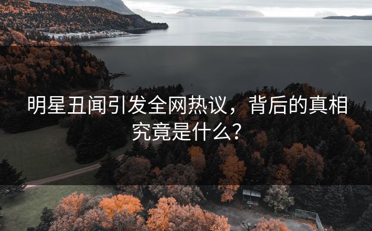 明星丑闻引发全网热议，背后的真相究竟是什么？