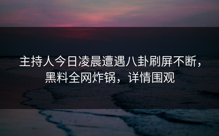 主持人今日凌晨遭遇八卦刷屏不断，黑料全网炸锅，详情围观
