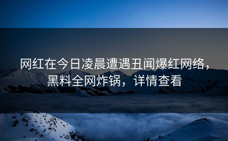 网红在今日凌晨遭遇丑闻爆红网络，黑料全网炸锅，详情查看