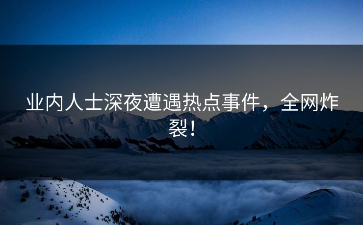 业内人士深夜遭遇热点事件，全网炸裂！