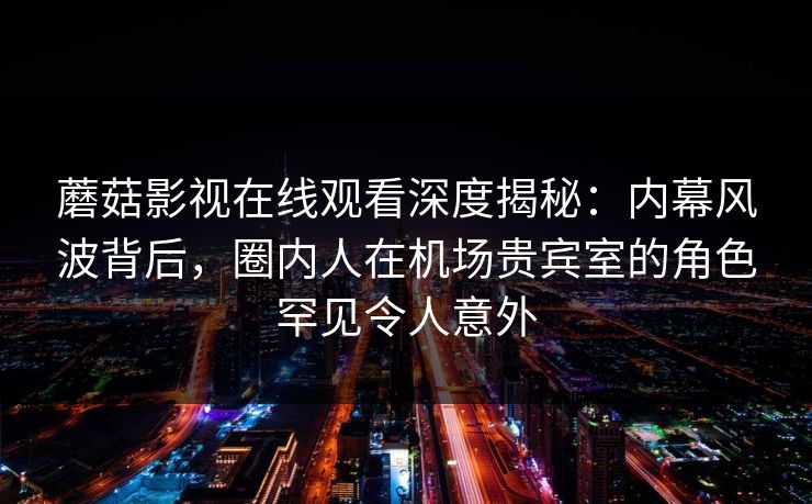 蘑菇影视在线观看深度揭秘：内幕风波背后，圈内人在机场贵宾室的角色罕见令人意外